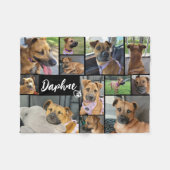 ドッグラバーペット12フォトコラージュカスタムカラー フリースブランケット (正面(横))