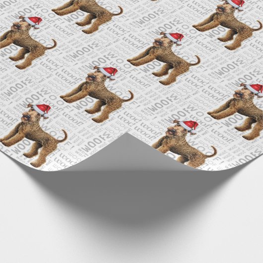 ドッグラバーホリデーのクリスマスアイレデールテリア ラッピングペーパー (角)
