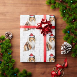 ドッグラバーホリデーのクリスマスラフなコリー ラッピングペーパー