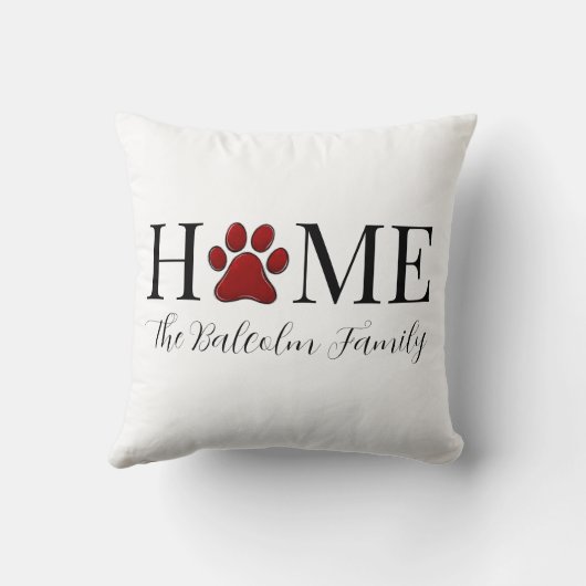 ドッグラバーホームドッグポーファミリーパーソナライズされた名 クッション (裏面)