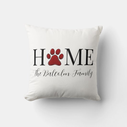 ドッグラバーホームドッグポーファミリーパーソナライズされた名 クッション (正面)