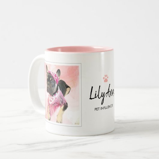 ドッグラバーポープリントカスタムフォトコラージュ ツートーンマグカップ (正面左)