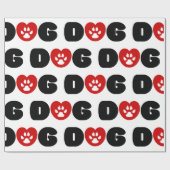 ドッグラブハート ラッピングペーパー (フラット)