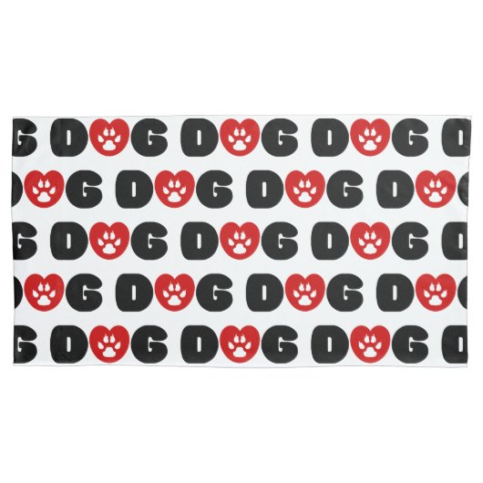 ドッグラブハート 枕カバー (正面左)