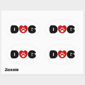 ドッグラブハート 楕円形シール (シート)