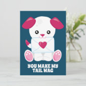 ドッグラブレターブルーピンクカスタム文字バレンタイン シーズンカード (スタンド正面)