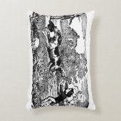 ドッグランニングアンティークペットアートビクトリアンイラストレーション アクセントクッション (正面(垂直))