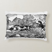 ドッグランニングアンティークペットアートビクトリアンイラストレーション アクセントクッション (裏面)