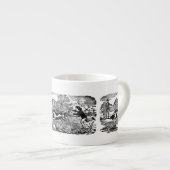 ドッグランニングアンティークペットアートビクトリアンイラストレーション エスプレッソカップ (正面右)