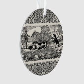 ドッグランニングアンティークペットアートビクトリアンイラストレーション オーナメント (正面)