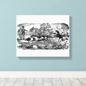 ドッグランニングアンティークペットアートビクトリアンイラストレーション キャンバスプリント (インサイチュ (ウッドフロア))