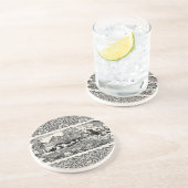 ドッグランニングアンティークペットアートビクトリアンイラストレーション コースター (側面)