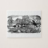 ドッグランニングアンティークペットアートビクトリアンイラストレーション ジグソーパズル (横)
