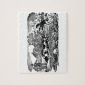 ドッグランニングアンティークペットアートビクトリアンイラストレーション ジグソーパズル (縦)