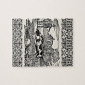 ドッグランニングアンティークペットアートビクトリアンイラストレーション ジグソーパズル (横)