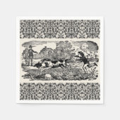 ドッグランニングアンティークペットアートビクトリアンイラストレーション スタンダードカクテルナプキン (正面)