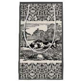 ドッグランニングアンティークペットアートビクトリアンイラストレーション スモールペーパーバッグ (正面)