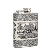 ドッグランニングアンティークペットアートビクトリアンイラストレーション フラスク (右)