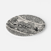 ドッグランニングアンティークペットアートビクトリアンイラストレーション ペーパープレート (アングル)