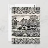 ドッグランニングアンティークペットアートビクトリアンイラストレーション ポストカード (正面/裏面)