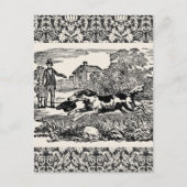 ドッグランニングアンティークペットアートビクトリアンイラストレーション ポストカード (正面)