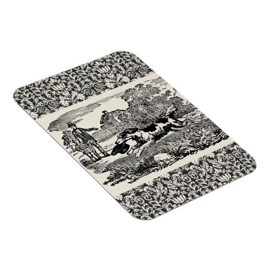 ドッグランニングアンティークペットアートビクトリアンイラストレーション マグネット (右側)