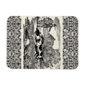 ドッグランニングアンティークペットアートビクトリアンイラストレーション マグネット (横)