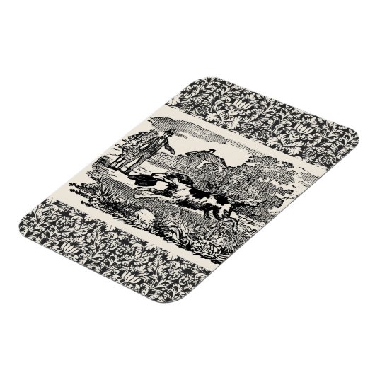 ドッグランニングアンティークペットアートビクトリアンイラストレーション マグネット (左側)