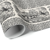 ドッグランニングアンティークペットアートビクトリアンイラストレーション ラッピングペーパー (ロールコーナー)