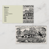 ドッグランニングアンティークペットアートビクトリアンイラストレーション 名刺 (正面/裏面)