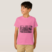 ドッグランニングアンティークペットアートビクトリアンイラストレーション Tシャツ (正面フル)