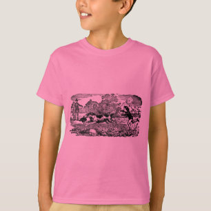ドッグランニングアンティークペットアートビクトリアンイラストレーション Tシャツ