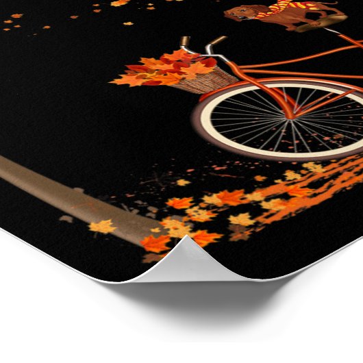 ドッグリーフ秋秋のサイクリングおもしろいダッシュンド恋人 ポスター (角)