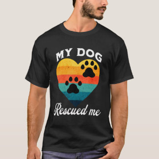 ドッグレスキュー日没ポープリントデザイン Tシャツ