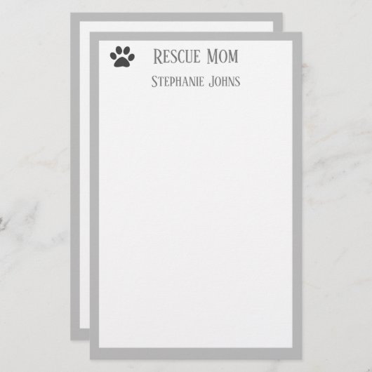 ドッグレスキュー母パパ親ペットグレー名前をカスタムする 便箋 (正面/裏面)