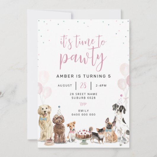 ドッグレッツポーティ誕生日招待状 招待状 (正面)