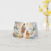 ドッグロス悔やみや弔慰 – ゴールデンレトリバー付きイエス カード (黄色い花)