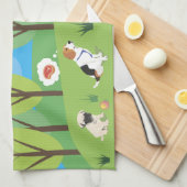 ドッグワイルドパーティーの自然 キッチンタオル (四つ折り)