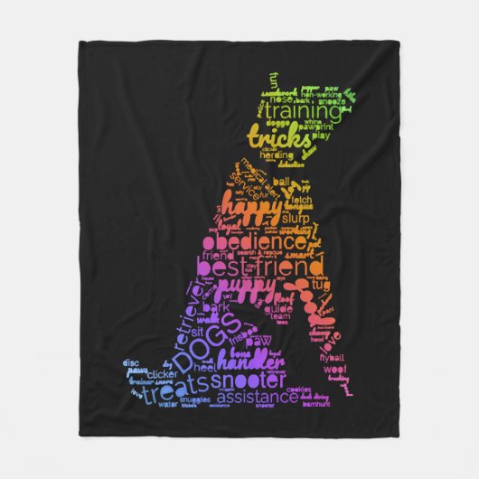 ドッグワードクラウド（犬の虹） フリースブランケット (正面)