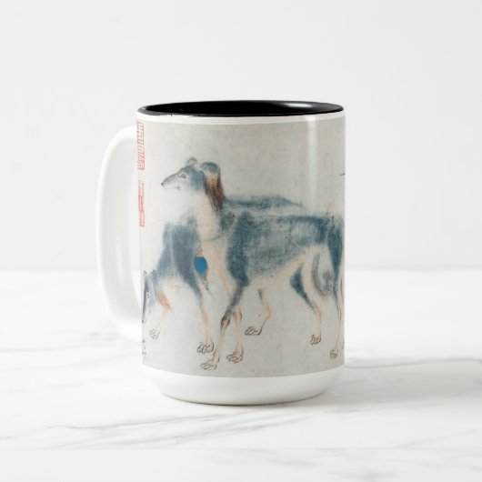 ドッグ中国のイヤー絵画の〔占星術の〕十二宮図誕生日マグ ツートーンマグカップ (正面左)
