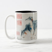 ドッグ中国のイヤー絵画の〔占星術の〕十二宮図誕生日マグ ツートーンマグカップ (左)
