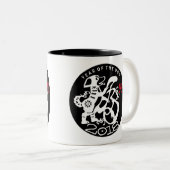 ドッグ中国のペーパーカット新年2018ホワイトブラックマグカップ ツートーンマグカップ (正面右)