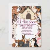 ドッグ予測できな誕生日ポーティ招待状| パーティーを見よう 招待状 (正面)