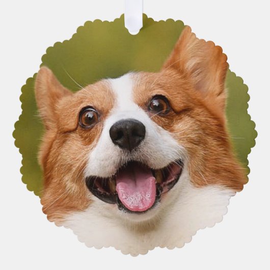 ドッグ写真のパーソナライズされたカスタマイズ追加 オーナメントカード (正面)