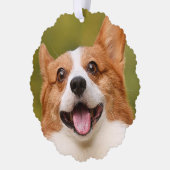 ドッグ写真のパーソナライズされたカスタマイズ追加 オーナメントカード (左)