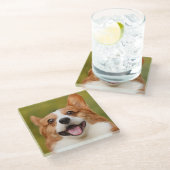 ドッグ写真のパーソナライズされたカスタマイズ追加 ガラスコースター (アングル)