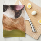 ドッグ写真のパーソナライズされたカスタマイズ追加 キッチンタオル (四つ折り)