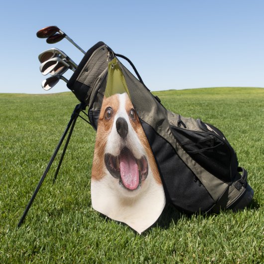 ドッグ写真のパーソナライズされたカスタマイズ追加 ゴルフタオル (グリーン)