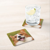 ドッグ写真のパーソナライズされたカスタマイズ追加 スクエアペーパーコースター (インサイチュ)