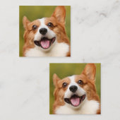 ドッグ写真のパーソナライズされたカスタマイズ追加 スクエア名刺 (正面/裏面)
